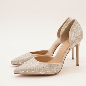 Jewel Badgley Mischka Champagne Crystal-Embellished Pointed-Toe Pumps